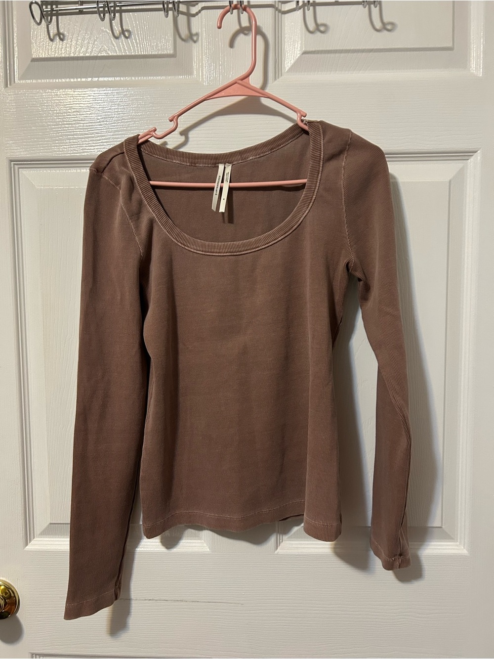 Anthropologie Scoop Neck Long Sleeve Top - Brown